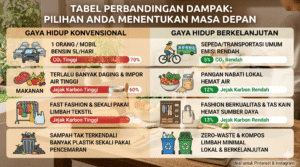 gaya hidup berkalanjutan - Tabel Perbandingan Dampak