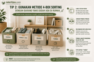 Tip 2: Gunakan Metode 4-Box Sorting dengan Barang yang Sudah Ada di Rumah