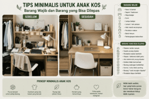 barang wajib anak kos minimalis sebelum sesudah